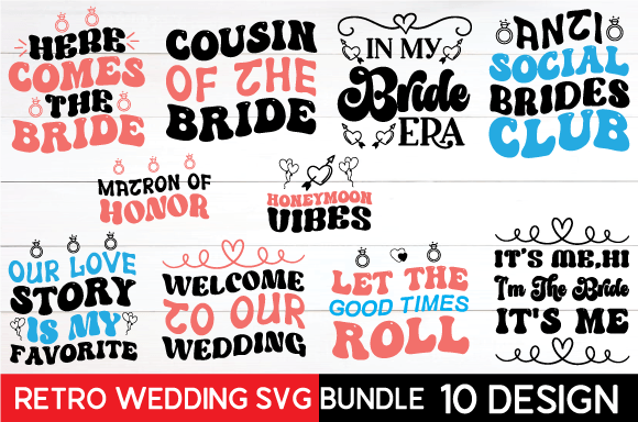 Retro Wedding Svg Bundle