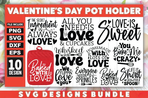 Valentine's Day Pot Holder SVG Bundle